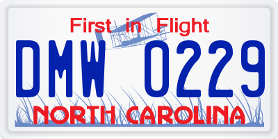 NC license plate DMW0229