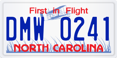 NC license plate DMW0241