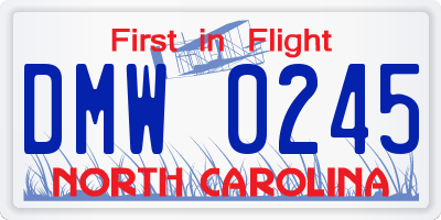 NC license plate DMW0245