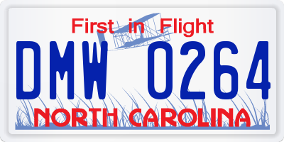 NC license plate DMW0264
