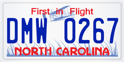 NC license plate DMW0267