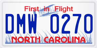 NC license plate DMW0270