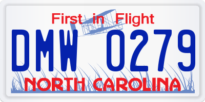 NC license plate DMW0279