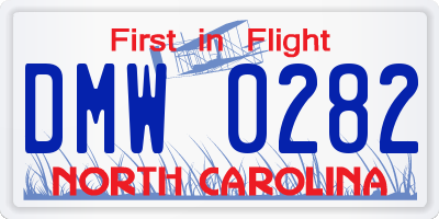 NC license plate DMW0282