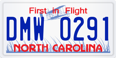 NC license plate DMW0291