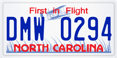 NC license plate DMW0294