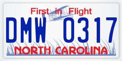 NC license plate DMW0317