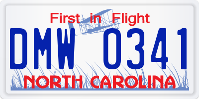 NC license plate DMW0341