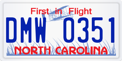 NC license plate DMW0351