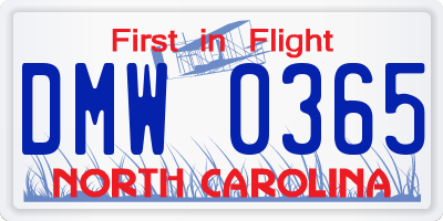 NC license plate DMW0365