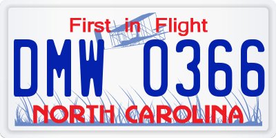 NC license plate DMW0366