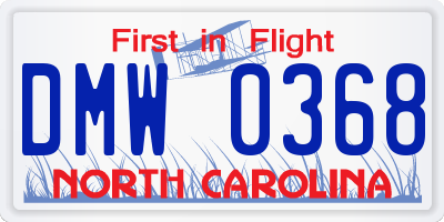 NC license plate DMW0368