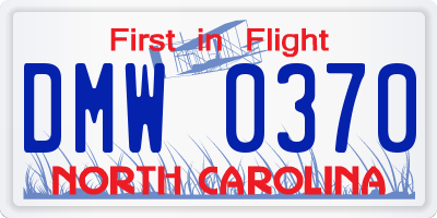 NC license plate DMW0370