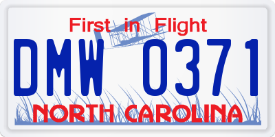 NC license plate DMW0371