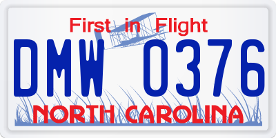 NC license plate DMW0376