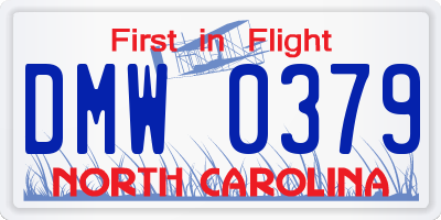 NC license plate DMW0379