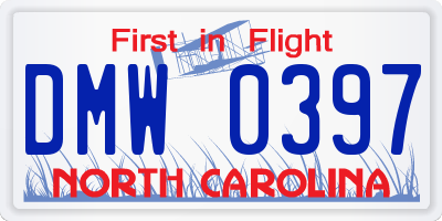 NC license plate DMW0397
