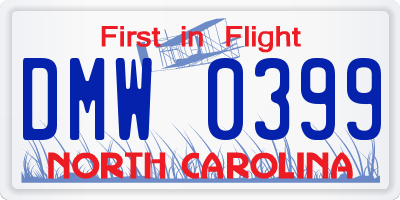 NC license plate DMW0399