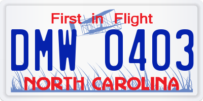 NC license plate DMW0403