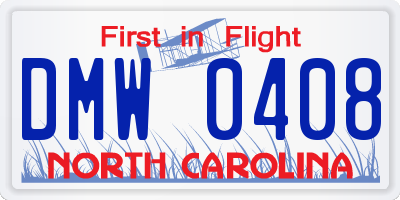 NC license plate DMW0408