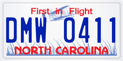 NC license plate DMW0411