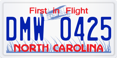 NC license plate DMW0425