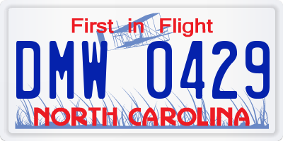 NC license plate DMW0429