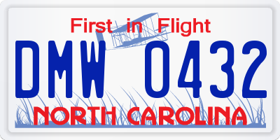 NC license plate DMW0432