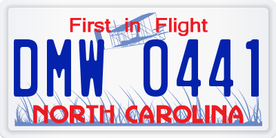 NC license plate DMW0441