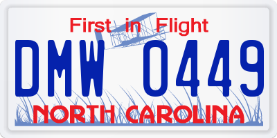 NC license plate DMW0449