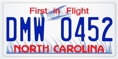 NC license plate DMW0452