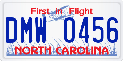 NC license plate DMW0456