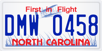 NC license plate DMW0458