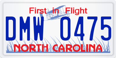 NC license plate DMW0475