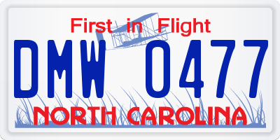 NC license plate DMW0477