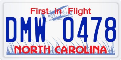 NC license plate DMW0478