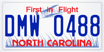 NC license plate DMW0488