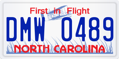 NC license plate DMW0489