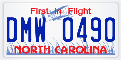 NC license plate DMW0490