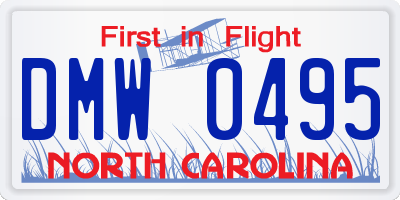 NC license plate DMW0495