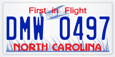 NC license plate DMW0497