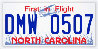 NC license plate DMW0507