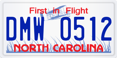 NC license plate DMW0512