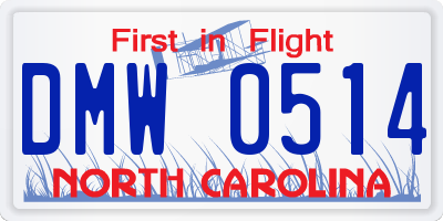 NC license plate DMW0514