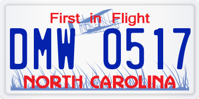 NC license plate DMW0517