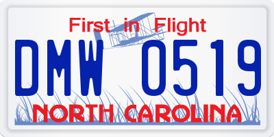 NC license plate DMW0519