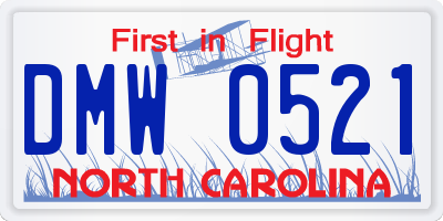 NC license plate DMW0521