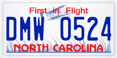 NC license plate DMW0524