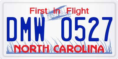 NC license plate DMW0527