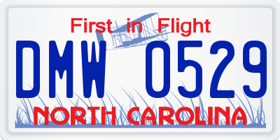 NC license plate DMW0529